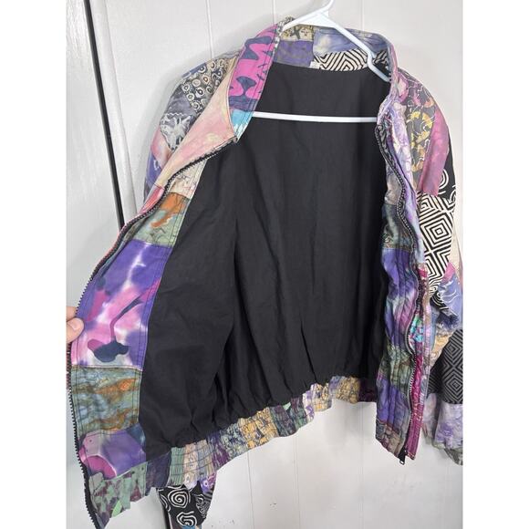 Vintage Patchwork Jacket Medium Mixed Media Boho Chic Tapestry Art Colorful - Picture 5 of 11